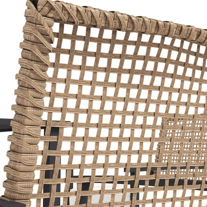 Rattan Dining Group, 5-piece Garden Furniture Set, Balcony Set for 4 Persons, Balcony Furniture with 1 Table, 4 Chairs, Garden Set Including Cushions, for Garden, Terrace, Natural