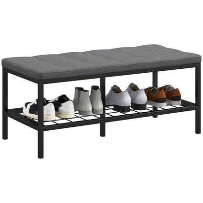 Shoe Bench Shoe Storage Bench with Padded Cushion and Storage Shelf, Entryway Bench for Hallway, Bedroom, 90 x 41 x 40 cm, Gray