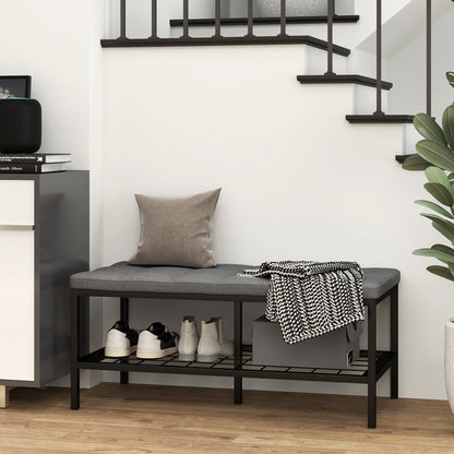 Shoe Bench Shoe Storage Bench with Padded Cushion and Storage Shelf, Entryway Bench for Hallway, Bedroom, 90 x 41 x 40 cm, Gray