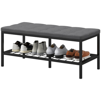 Shoe Bench Shoe Storage Bench with Padded Cushion and Storage Shelf, Entryway Bench for Hallway, Bedroom, 90 x 41 x 40 cm, Gray