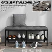 Shoe Bench Shoe Storage Bench with Padded Cushion and Storage Shelf, Entryway Bench for Hallway, Bedroom, 90 x 41 x 40 cm, Gray