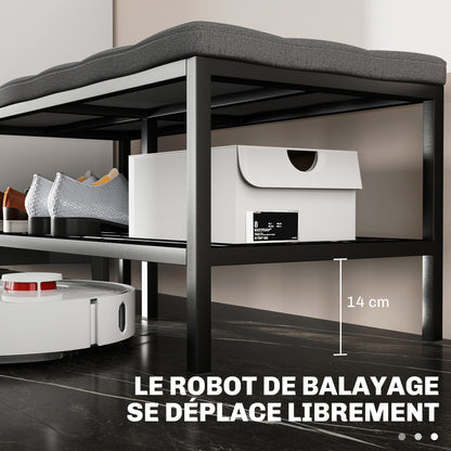 Shoe Bench Shoe Storage Bench with Padded Cushion and Storage Shelf, Entryway Bench for Hallway, Bedroom, 90 x 41 x 40 cm, Gray