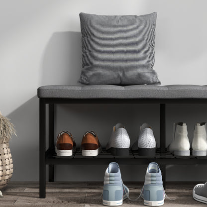 Shoe Bench Shoe Storage Bench with Padded Cushion and Storage Shelf, Entryway Bench for Hallway, Bedroom, 90 x 41 x 40 cm, Gray