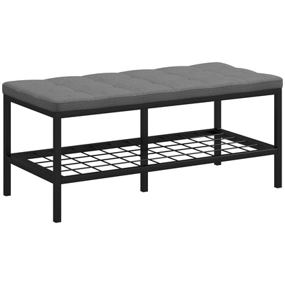 Shoe Bench Shoe Storage Bench with Padded Cushion and Storage Shelf, Entryway Bench for Hallway, Bedroom, 90 x 41 x 40 cm, Gray