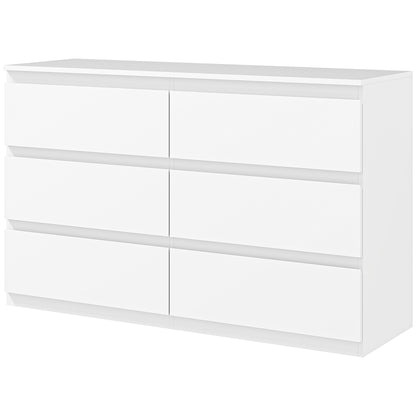 6-Drawer Chest Storage Cabinet Modern Style with Soft Close Mechanism for Bedroom, Living Room - 120 x 39 x 75 cm, White