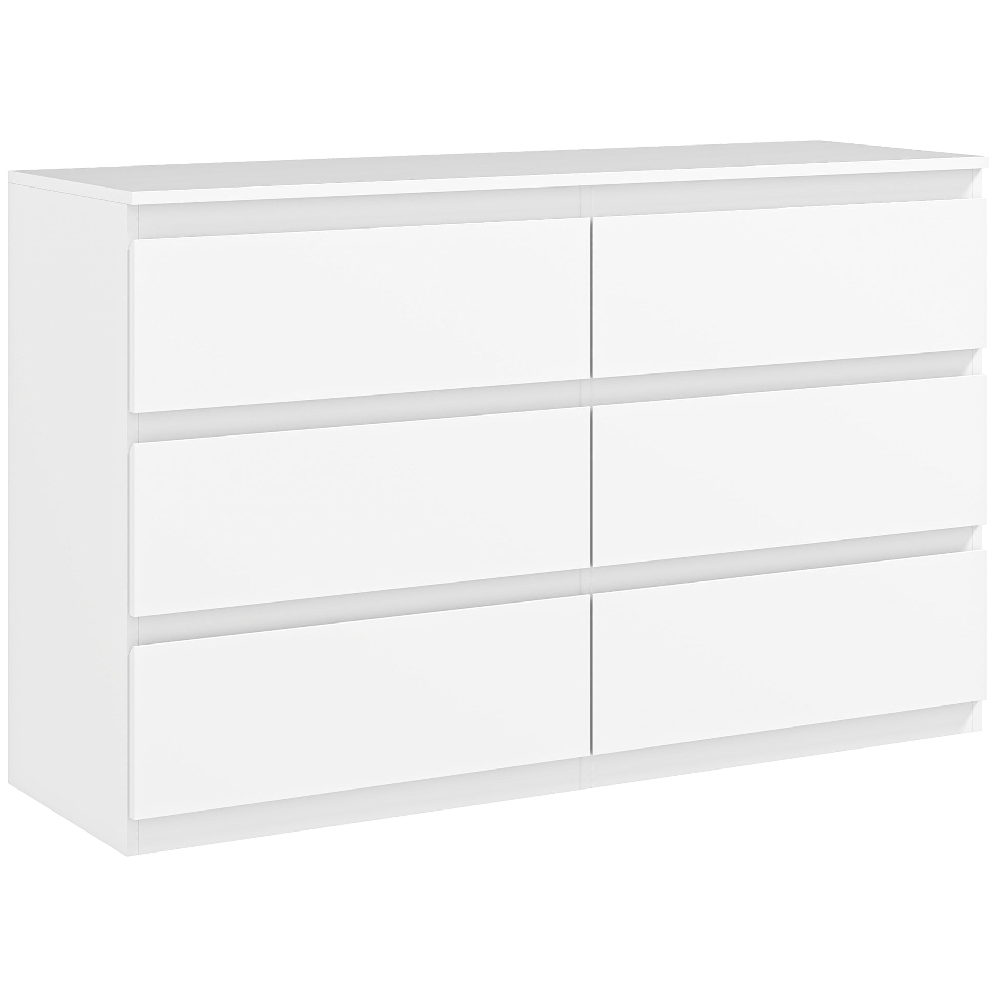 6-Drawer Chest Storage Cabinet Modern Style with Soft Close Mechanism for Bedroom, Living Room - 120 x 39 x 75 cm, White
