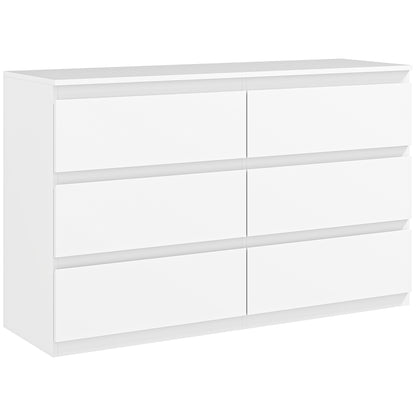 6-Drawer Chest Storage Cabinet Modern Style with Soft Close Mechanism for Bedroom, Living Room - 120 x 39 x 75 cm, White