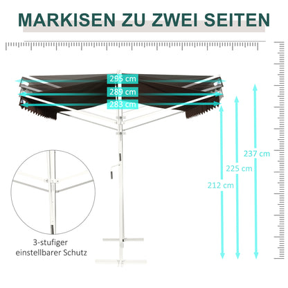 Freestanding Awning 4x3 m Garden Awning with Folding Arm Crank Sun Protection Terrace Cover for Outdoor Garden Terrace Coffee