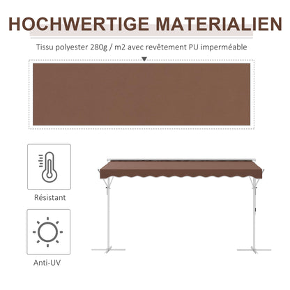 Freestanding Awning 4x3 m Garden Awning with Folding Arm Crank Sun Protection Terrace Cover for Outdoor Garden Terrace Coffee