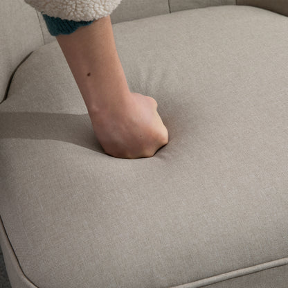 Vintage Relax Chair Lounge Chair Upholstered Chair Dining Chair Linen Cover Wooden Frame Beige+Black 67 x 67 x 78 cm