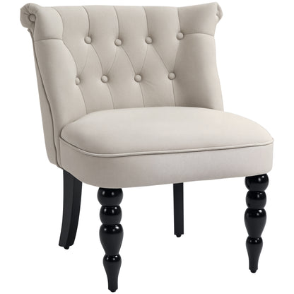 Vintage Relax Chair Lounge Chair Upholstered Chair Dining Chair Linen Cover Wooden Frame Beige+Black 67 x 67 x 78 cm