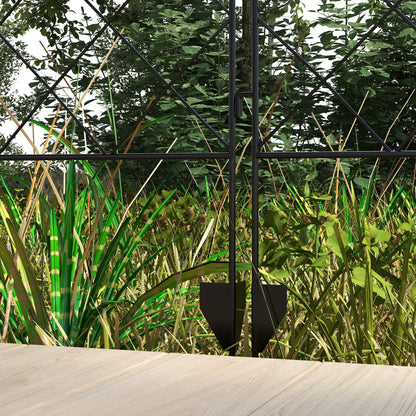 Set of 7 Decorative Metal Garden Fences with Decorations - 344L x 110H cm Black