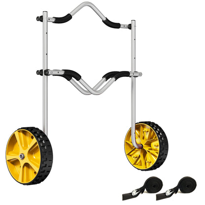 SPORTNOW Kayak Cart Adjustable Canoe Trolley Surf Trolley Boat Trailer with Straps for Canoe, Surfboard, Paddleboards, Aluminum, Yellow