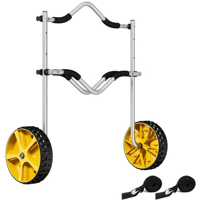 SPORTNOW Kayak Cart Adjustable Canoe Trolley Surf Trolley Boat Trailer with Straps for Canoe, Surfboard, Paddleboards, Aluminum, Yellow