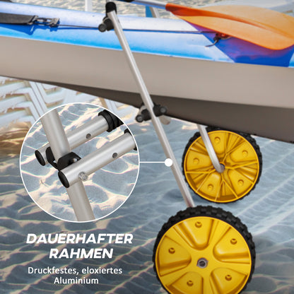 SPORTNOW Kayak Cart Adjustable Canoe Trolley Surf Trolley Boat Trailer with Straps for Canoe, Surfboard, Paddleboards, Aluminum, Yellow