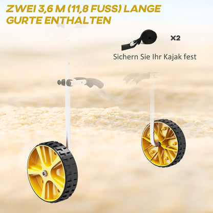 SPORTNOW Kayak Cart Adjustable Canoe Trolley Surf Trolley Boat Trailer with Straps for Canoe, Surfboard, Paddleboards, Aluminum, Yellow