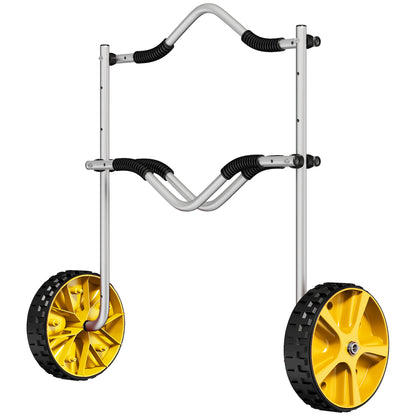 SPORTNOW Kayak Cart Adjustable Canoe Trolley Surf Trolley Boat Trailer with Straps for Canoe, Surfboard, Paddleboards, Aluminum, Yellow