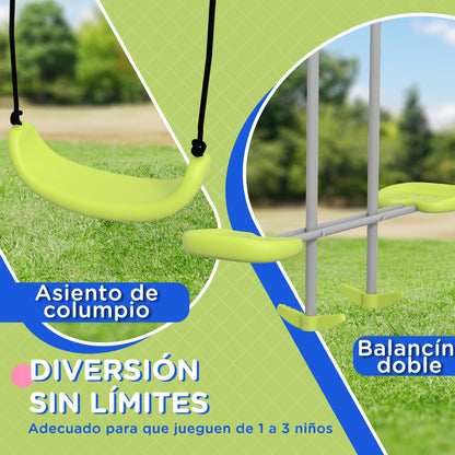 Children's Swing Garden Swing with 1 Simple Swing 1 Glider and Anti-UV Children's Swing Load 135 kg 255x160x180 cm Gray and Green