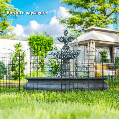 Metal Garden Fence, Decorative Fence Set of 6, 460 x 97 cm, Vegetable Fence, Path Edging, Garden Edging, Black