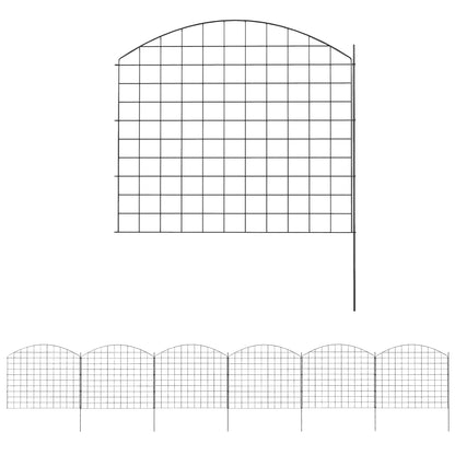 Metal Garden Fence, Decorative Fence Set of 6, 460 x 97 cm, Vegetable Fence, Path Edging, Garden Edging, Black