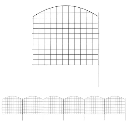 Metal Garden Fence, Decorative Fence Set of 6, 460 x 97 cm, Vegetable Fence, Path Edging, Garden Edging, Black