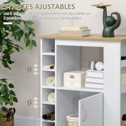 Kitchen Sideboard with Wheels Buffet Dining Cabinet with Door and Storage Compartments Microwave Stand Modern Style 75x39.5x88 cm White