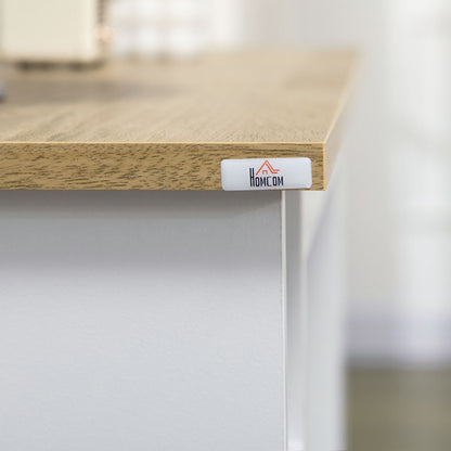 Kitchen Sideboard with Wheels Buffet Dining Cabinet with Door and Storage Compartments Microwave Stand Modern Style 75x39.5x88 cm White