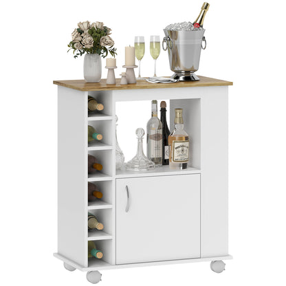 Kitchen Sideboard with Wheels Buffet Dining Cabinet with Door and Storage Compartments Microwave Stand Modern Style 75x39.5x88 cm White