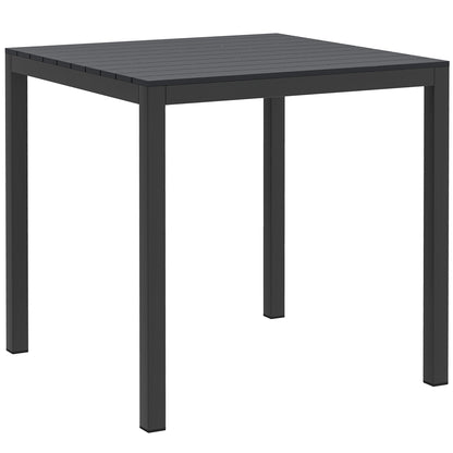Garden Table Aluminum 73x73 cm Weatherproof Buffet Table with Wood Grain Look, Camping Table for 4 Persons Non-Slip Balcony Table Outdoor Dining Table for Garden, Terrace Balcony Black