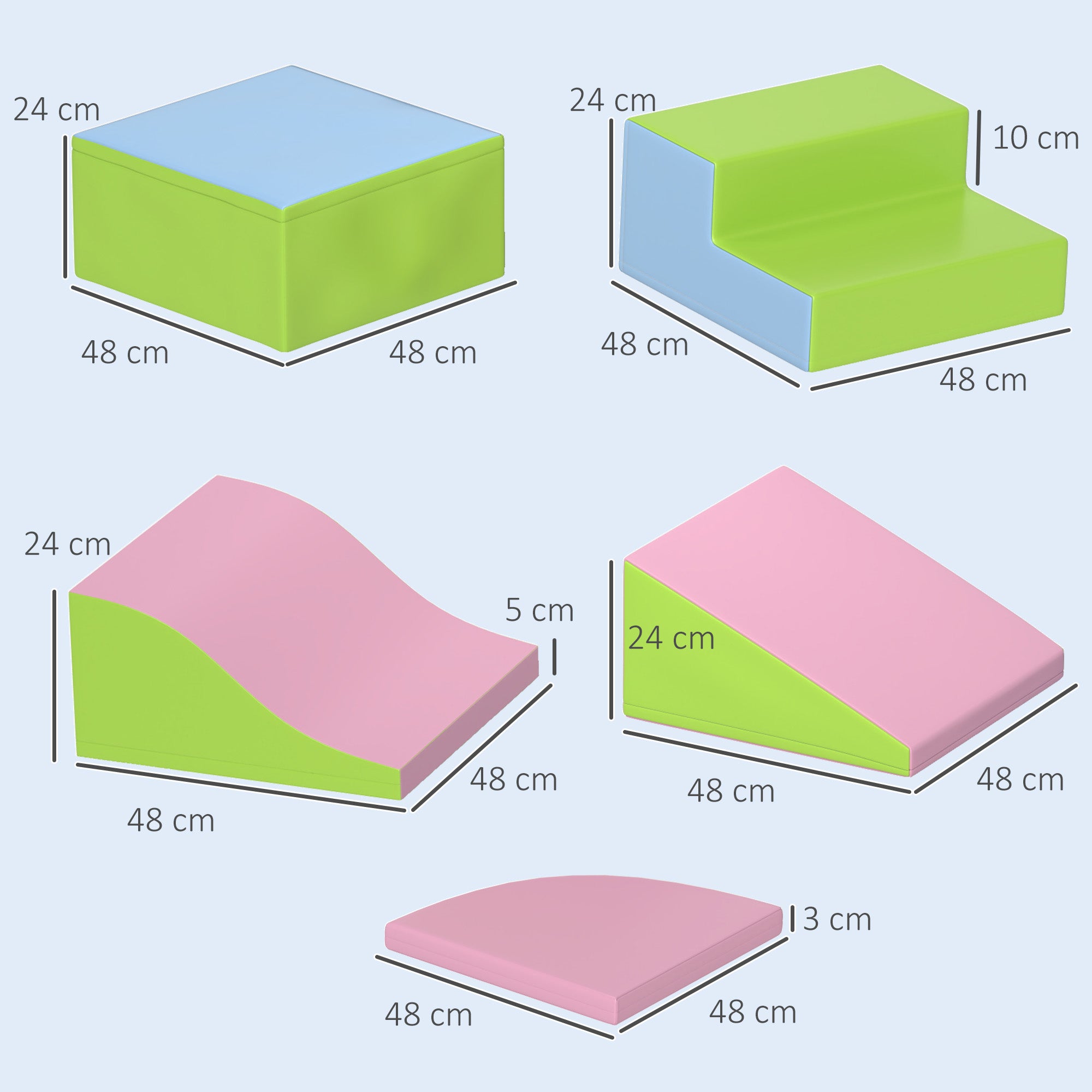 Set of 6 Foam Blocks for Kids Large Construction Blocks Building Figures Learning Toy for Climbing and Crawling Multicolor