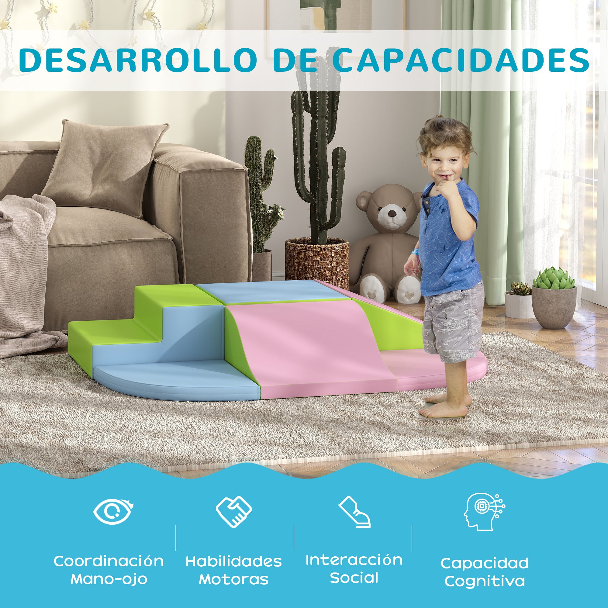 Set of 6 Foam Blocks for Kids Large Construction Blocks Building Figures Learning Toy for Climbing and Crawling Multicolor