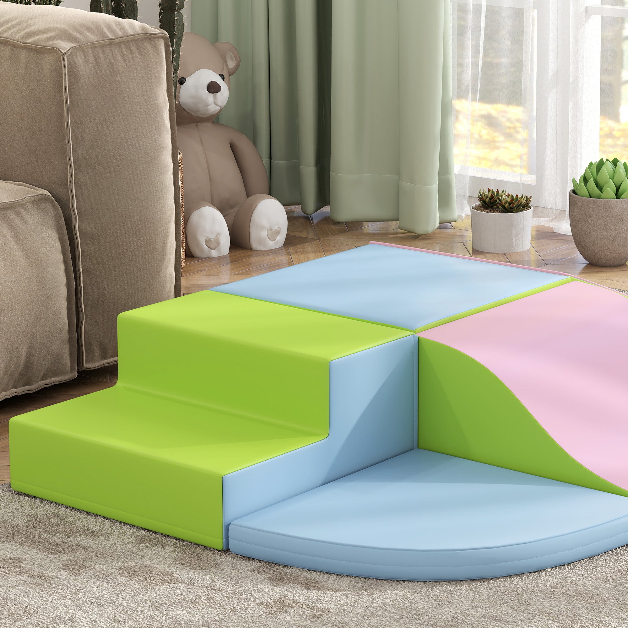 Set of 6 Foam Blocks for Kids Large Construction Blocks Building Figures Learning Toy for Climbing and Crawling Multicolor
