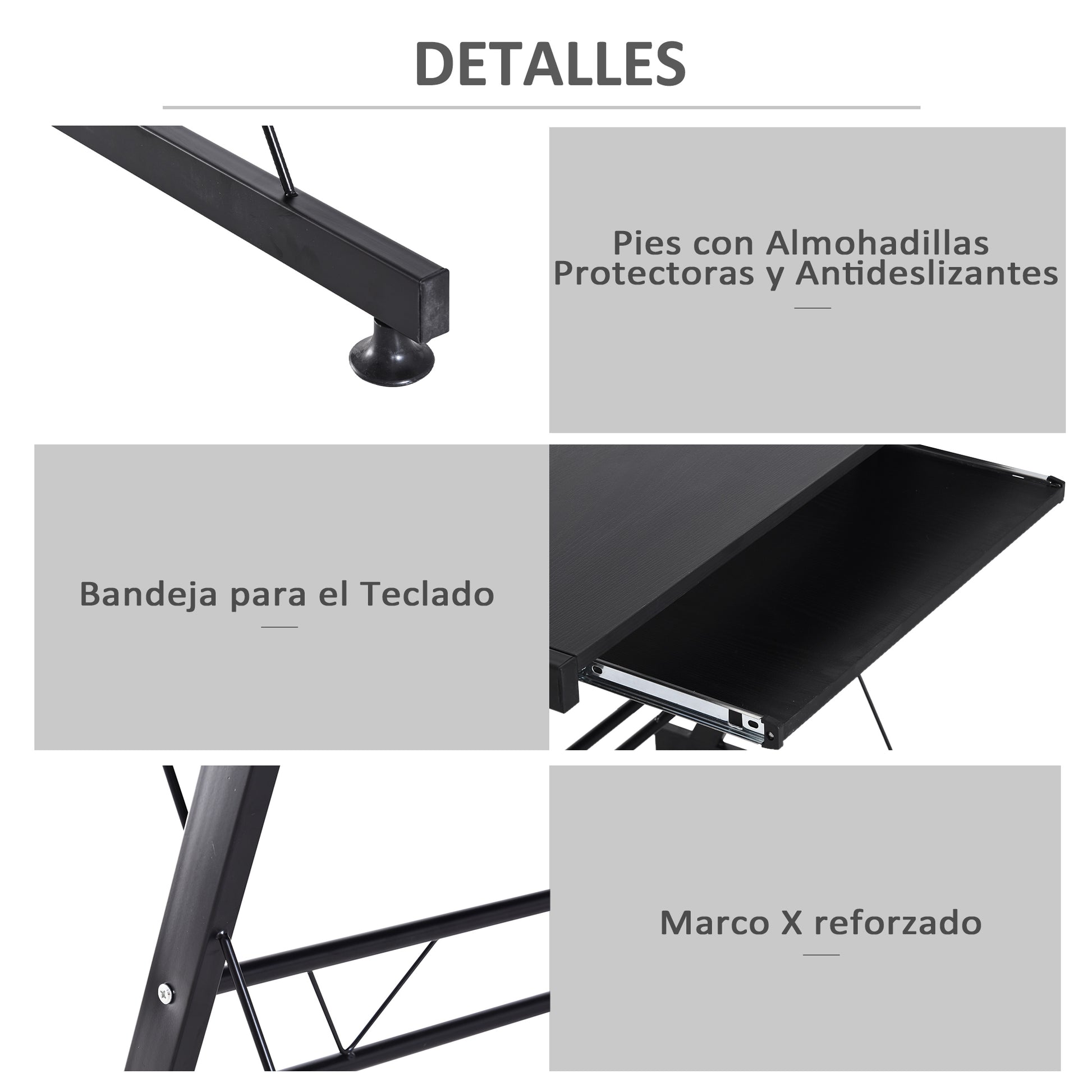 Computer Desk PC Desk for Home Office 2 Types L-Shaped Corner Desk 130x130x73.5 cm Straight Desk Steel Frame