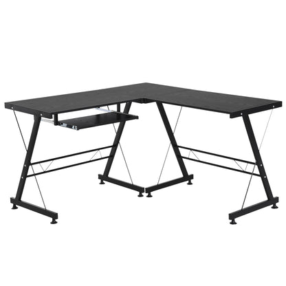 Computer Desk PC Desk for Home Office 2 Types L-Shaped Corner Desk 130x130x73.5 cm Straight Desk Steel Frame