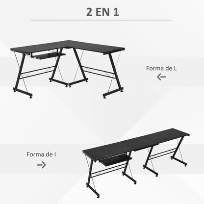 Computer Desk PC Desk for Home Office 2 Types L-Shaped Corner Desk 130x130x73.5 cm Straight Desk Steel Frame