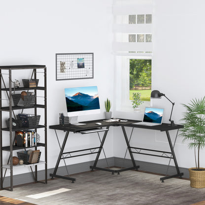 Computer Desk PC Desk for Home Office 2 Types L-Shaped Corner Desk 130x130x73.5 cm Straight Desk Steel Frame