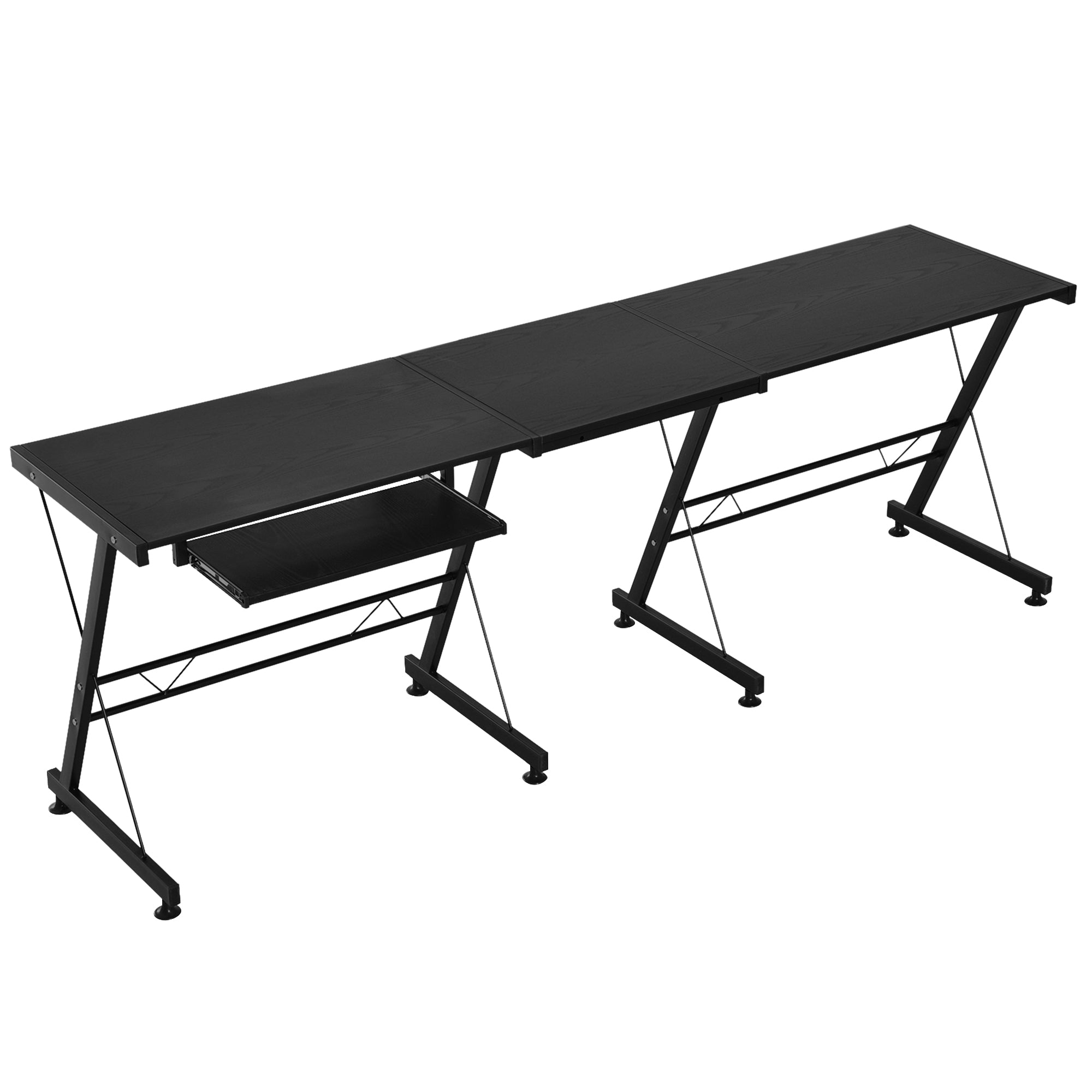 Computer Desk PC Desk for Home Office 2 Types L-Shaped Corner Desk 130x130x73.5 cm Straight Desk Steel Frame
