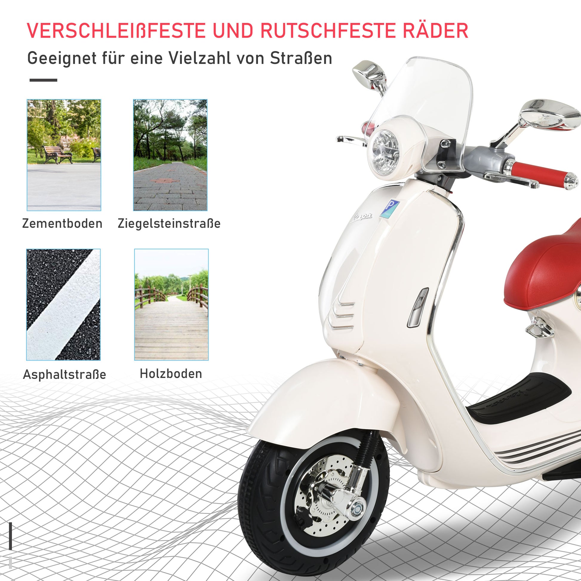 Kids Electric Motorcycle, 6V Children's Motorcycle with Headlight, Music, Forward and Reverse Gear, Training Wheels, 30 kg capacity, Electric Motorcycle for 3-6 Years Kids, White