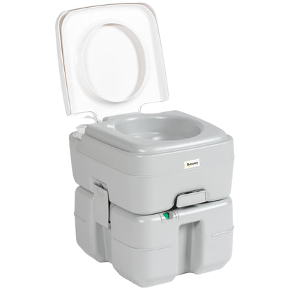 Portable Toilet 20L Portable WC with Water Level Indicator Load 150 kg for Camping Travel Elderly Caravan Boat 33x40x43 cm Gray