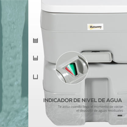 Portable Toilet 20L Portable WC with Water Level Indicator Load 150 kg for Camping Travel Elderly Caravan Boat 33x40x43 cm Gray