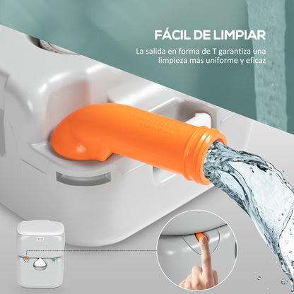 Portable Toilet 20L Portable WC with Water Level Indicator Load 150 kg for Camping Travel Elderly Caravan Boat 33x40x43 cm Gray