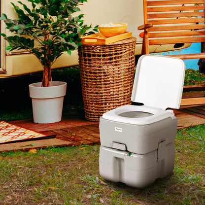 Portable Toilet 20L Portable WC with Water Level Indicator Load 150 kg for Camping Travel Elderly Caravan Boat 33x40x43 cm Gray