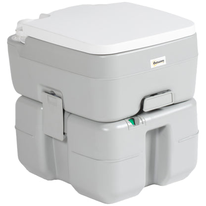 Portable Toilet 20L Portable WC with Water Level Indicator Load 150 kg for Camping Travel Elderly Caravan Boat 33x40x43 cm Gray