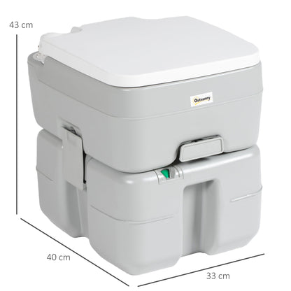 Portable Toilet 20L Portable WC with Water Level Indicator Load 150 kg for Camping Travel Elderly Caravan Boat 33x40x43 cm Gray