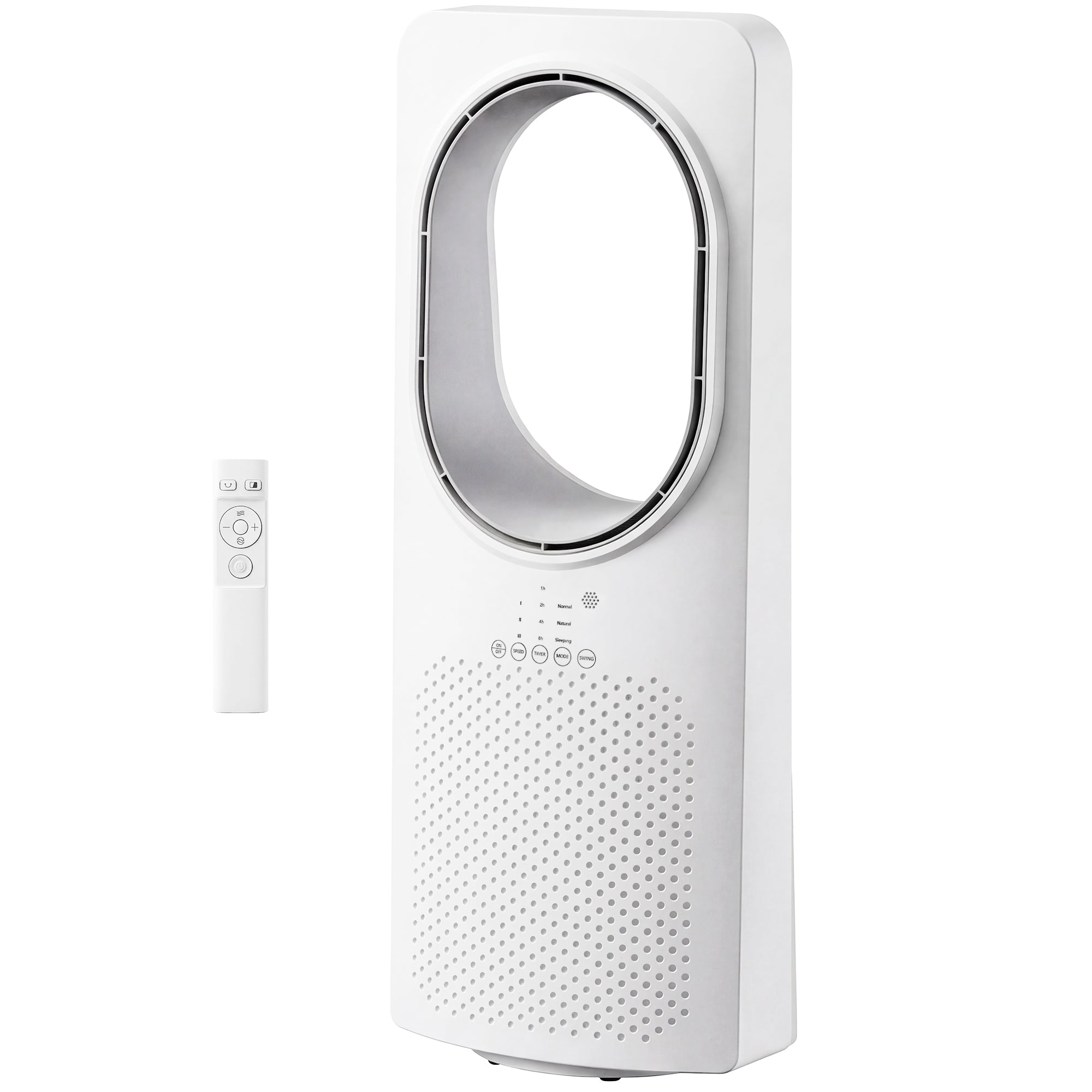 Bladeless Tower Fan for Bedroom – Whisper-Quiet 36 dB, 45° Oscillation, 3 Speeds & Modes, 15-Hour Timer, Remote, White