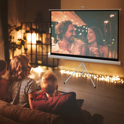 84-Inch 16:9 Format Projector Screen with Adjustable Support Tripod, Plastic and Metal Projection Screen, 200x8x118 cm, White