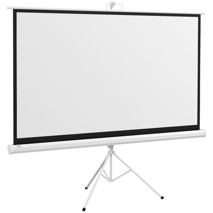 84-Inch 16:9 Format Projector Screen with Adjustable Support Tripod, Plastic and Metal Projection Screen, 200x8x118 cm, White