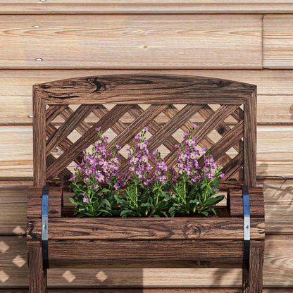 Raised Planter with Trellis Square Garden Bed 2 Tiers Raised Garden Bed for Terrace, Balcony, Garden, 42 x 49 x 80 cm, Brown