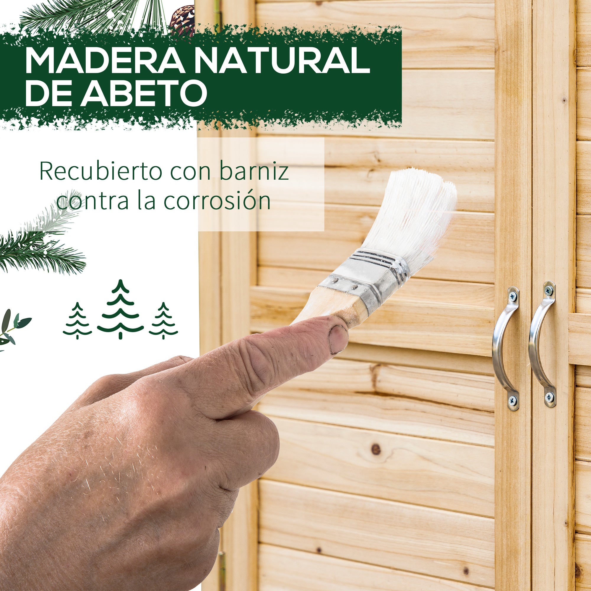 Wooden Garden Cabinet Outdoor Storage Shed with 2 Doors Shelf and Raised Legs for Terrace Patio 83x40x92 cm Natural