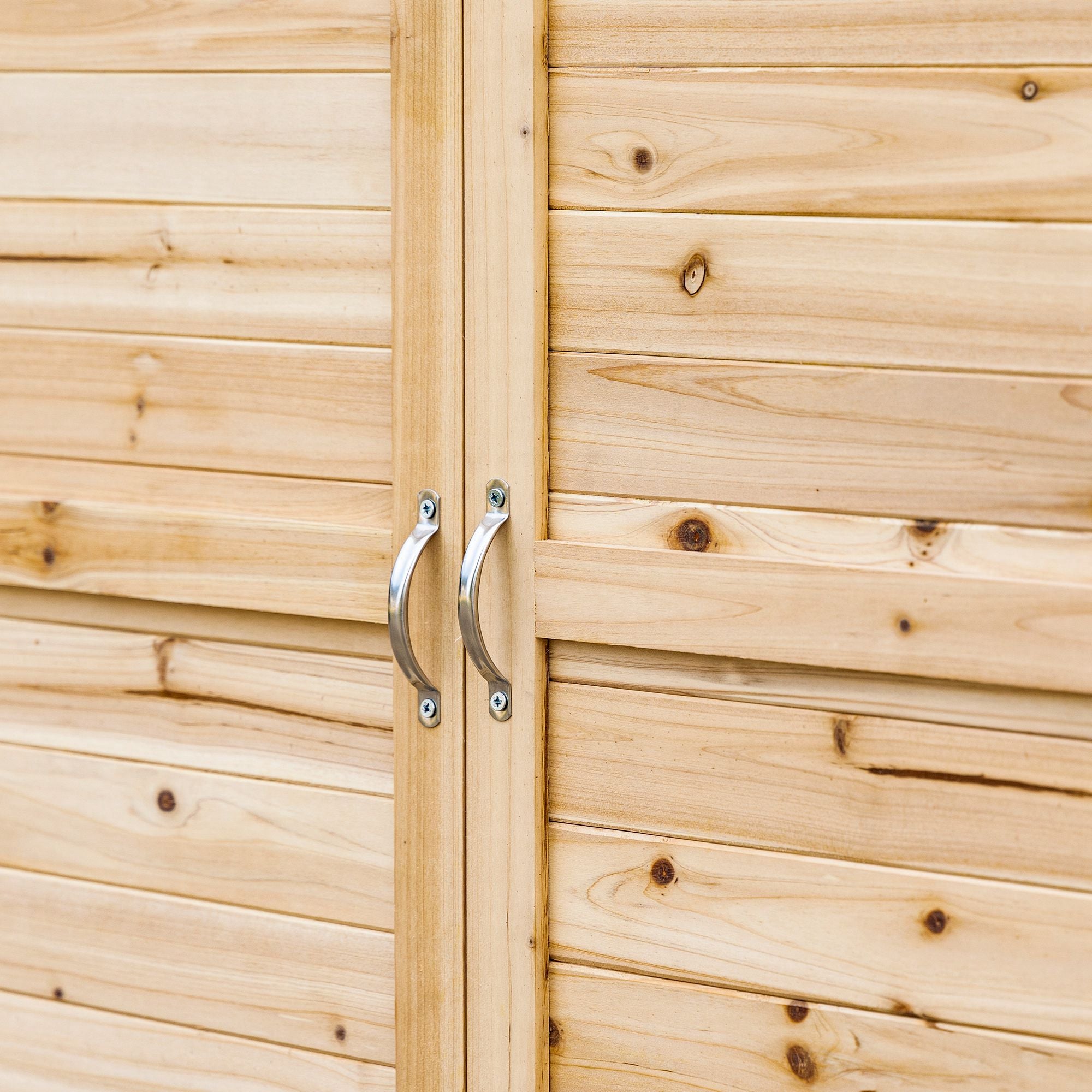 Wooden Garden Cabinet Outdoor Storage Shed with 2 Doors Shelf and Raised Legs for Terrace Patio 83x40x92 cm Natural